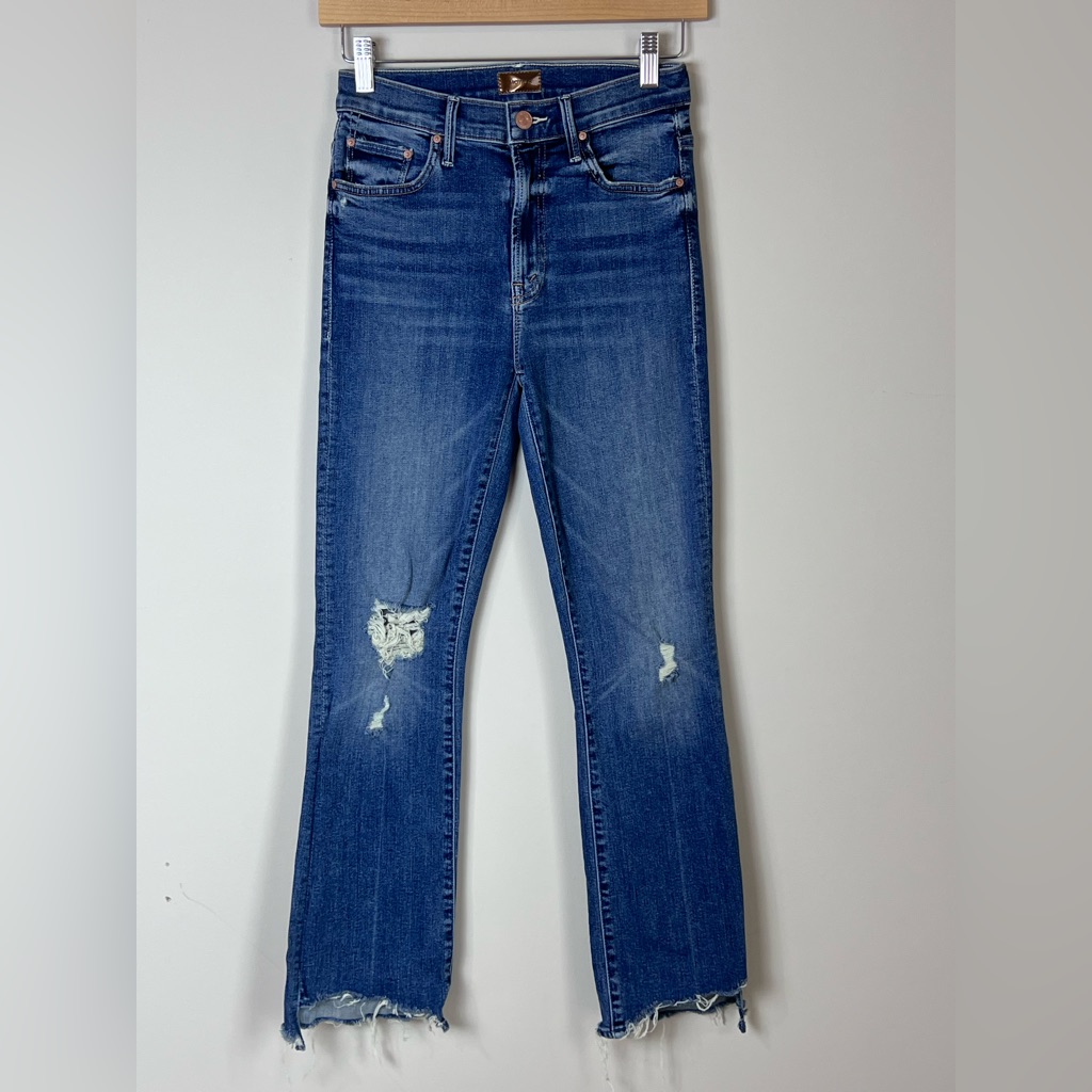 Mother The Insider Crop Step Fray Straight Leg Jeans Size 25 Mid Rise